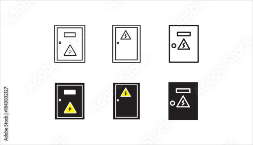 electrical distribution icon set, electrical panel box vector. on white background	
