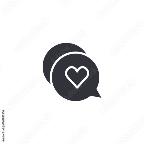 Chat bubble with heart icon representing romantic conversation, online dating, emotional communication, and social messaging.