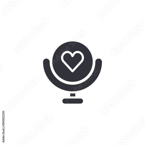 Heart on stand icon representing emotional presentation, love display, romantic message, and affection showcase.