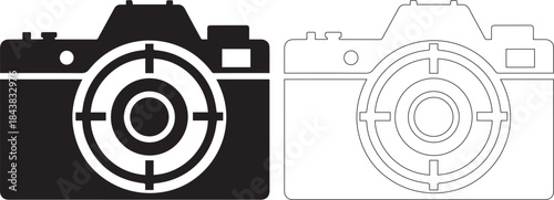 Black camera icon with white details