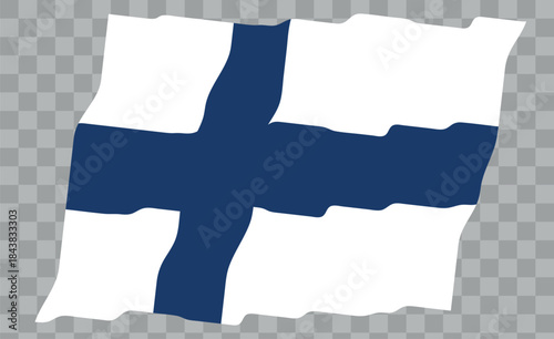 Waving Flag of Finland. Finnish national symbol in official colors. Template icon. Abstract vector background. Fluttering effect.