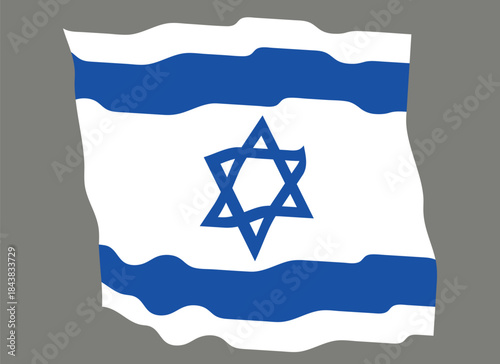 Waving Flag of Israel. Israeli national symbol in official colors. Template icon. Abstract vector background. Fluttering effect.