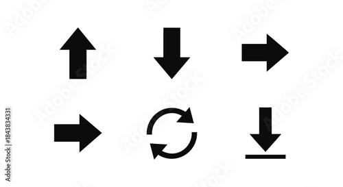 Black arrow set including circular and directional icons