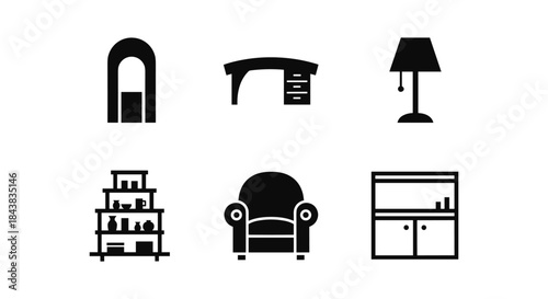 Minimalist home furniture icons collection for modern interior design