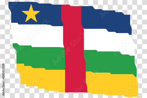 Flag of Central African Republic. CAR national symbol in official colors. Template icon. Vector background. Fluttering effect.