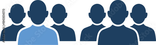 Four people icons in a row with one light blue