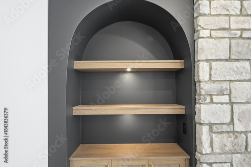 Shelf with a light on it