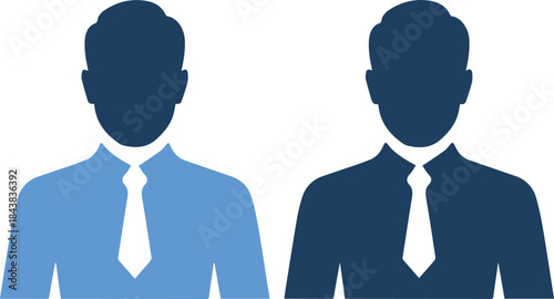 Two businessmen in blue shirts and ties