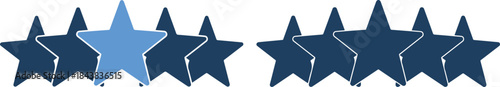 Blue star icons in various shades on isolated