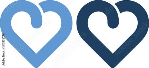 Two blue heart shapes in different shades