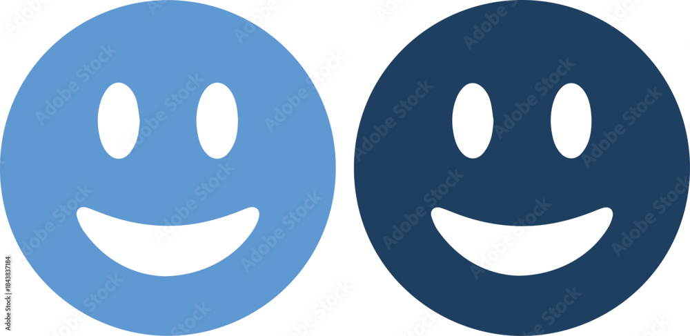 Obraz premium Two smiling face emojis in light blue and dark blue colors