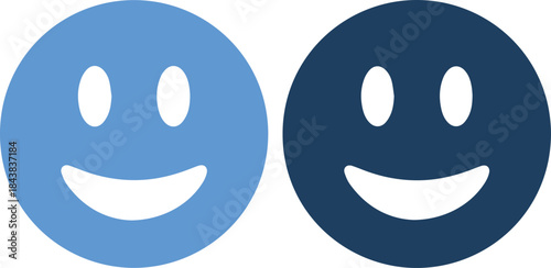 Two smiling face emojis in light blue and dark blue colors