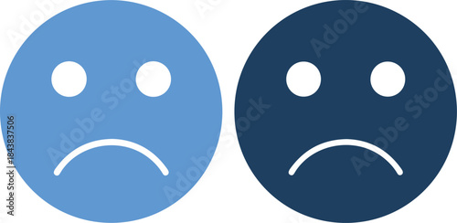 Two frowning face emojis in light blue and dark blue colors