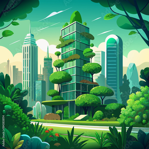 green city landscape with trees