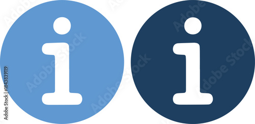 Two information icons in light and dark blue circles on