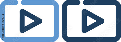 Two play buttons with different shades of blue on