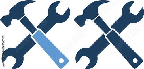 Vector graphic of crossed wrenches and hammers in blue