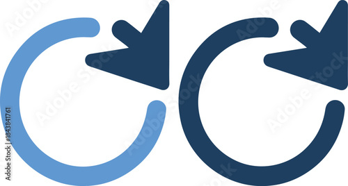 Two blue recycling symbols with arrows on blue background in different shades