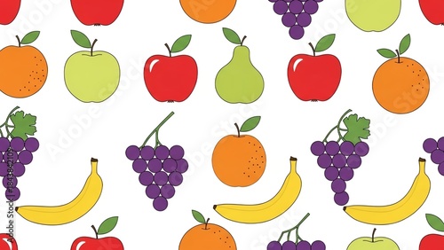 Seamless flat fruit pattern.