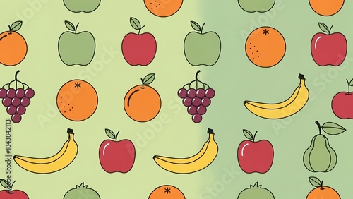 Seamless flat fruit pattern.