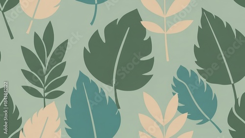 Minimal botanical seamless leaves pattern
