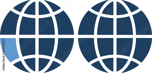 Two blue globe icons side by side on