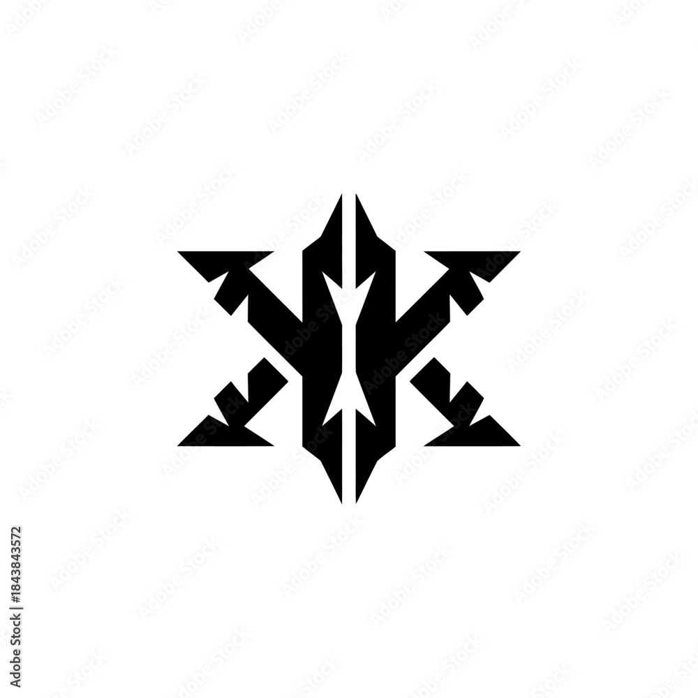 Obraz premium Abstract geometric star shape with sharp edges and symmetrical design.