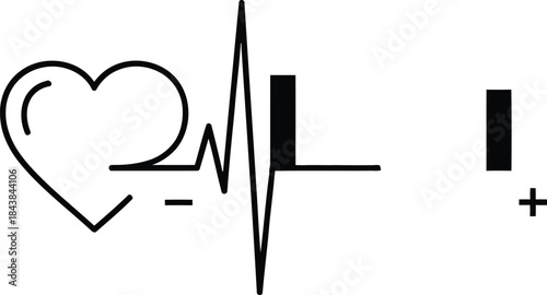 Heart rate pulse with positive and negative sign