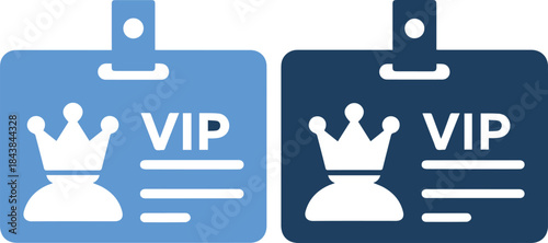 Two vip badges with crowns and lanyards