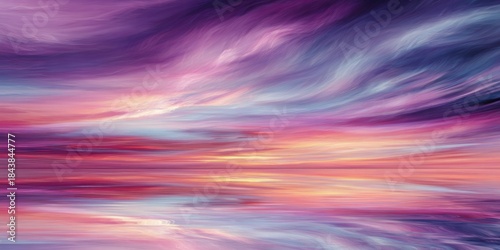 Abstract artwork of a colorful sky with swirling clouds at sunset or sunrise