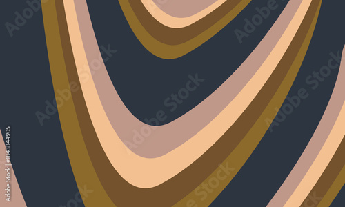 An abstract background with curved bands of color in shades of brown, tan, and dark blue. The image creates a stylish and organic design