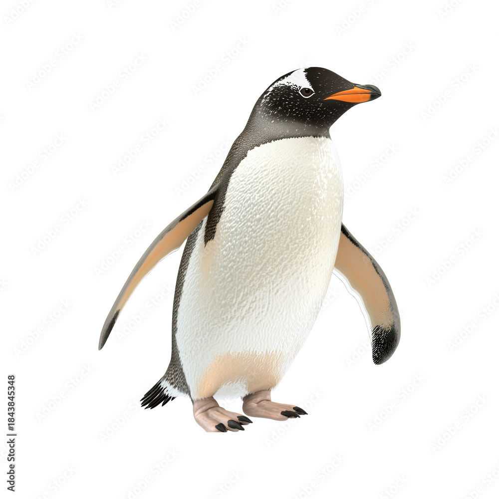 Fototapeta premium Gentoo Penguin Illustration. Antarctic Wildlife And Marine Life Representation. Isolated On Transparent Background