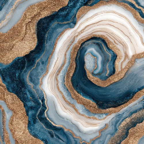 Abstract artwork of swirling blue and gold textures elegant design concept