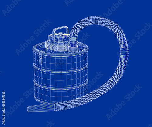 3D wire-frame model of electric ash vacuum cleaner