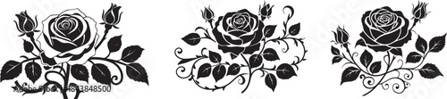 Personalized car stickers, a black petaled flower, a drawing of a rose, a leaf, a branch, stickers, car, flower, rose, black, design, decal, floral,