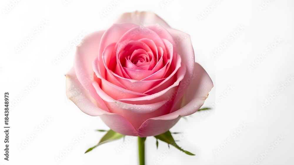 Fototapeta premium A beautiful pink rose on a white background