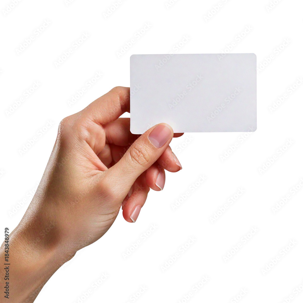 Fototapeta premium Hand holding a blank white card