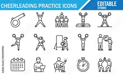 Line Art Icons for Construction and Maintenance at Height.