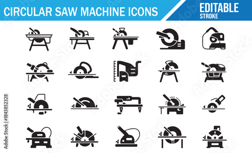 Glyph Icon Pack for Manufacturing and Construction Tools.