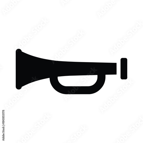 Brass horn instrument silhouette vector illustration