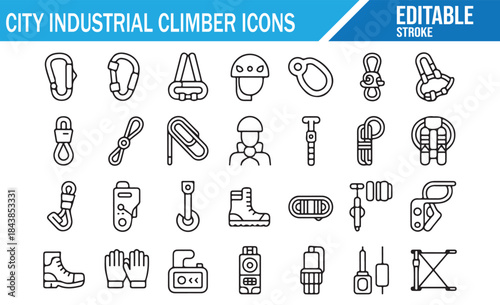 Vector Icons for Work at Height and Safety Equipment.