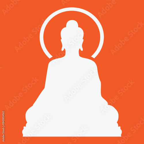 Lord Buddha Vector On Blue Background.