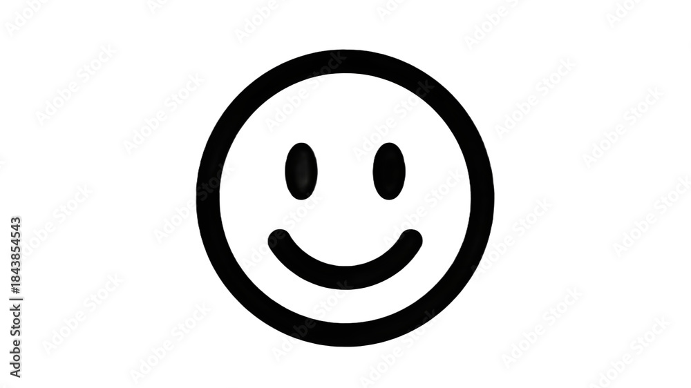 Fototapeta premium *Minimal Bold Black Smiley Emoji on White PNG Background