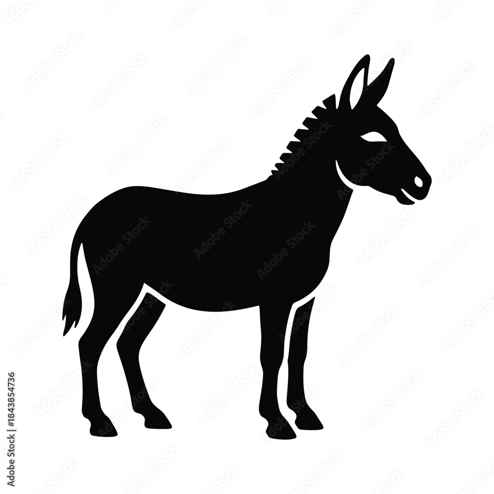 Fototapeta premium Donkey farm animal silhouette vector design
