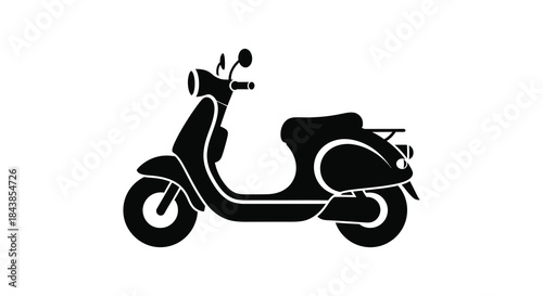 A striking black profile view of a classic scooter showcasing its elegant form silhouette