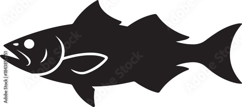 Fish Silhouette vector bold stylized seafood icon for fishing logo and packaging design
