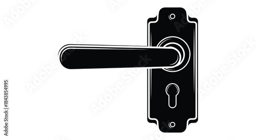 A detailed view of a vintage black door handle and lock plate a striking silhouette