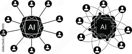 AI Network Connection Icons with Users and Data Links