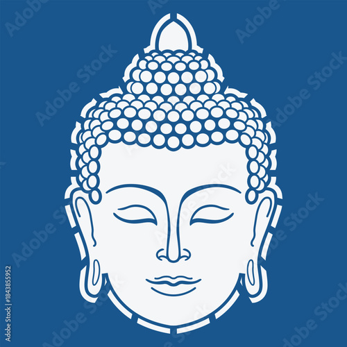 Buddha head silhouette, drawing vector.