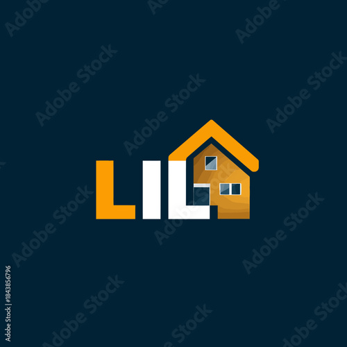Modern LIL text logo with stylized house icon on a dark blue background, representing real estate, property, home ownership, and housing investment.